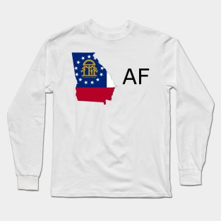 Georgia Flag State Outline AF (black) Long Sleeve T-Shirt